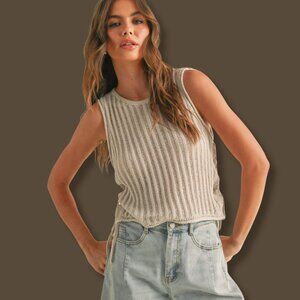 H&M Cream Knit Sleeveless Top Size XL